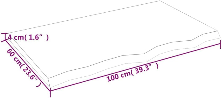 vidaXL Tischplatte Hellbraun 100x60x4 cm Massivholz Eiche Behandelt Hellbraun 100 x 60 x 4 cm, Hellb