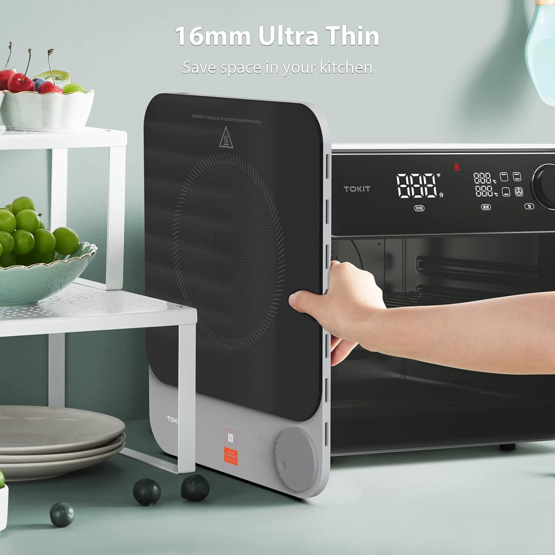 TOKIT Induktionskochplatte automatische Topferkennung 2100W 1-Tasten-Steuerung 16mm ultra-dünn Sous-
