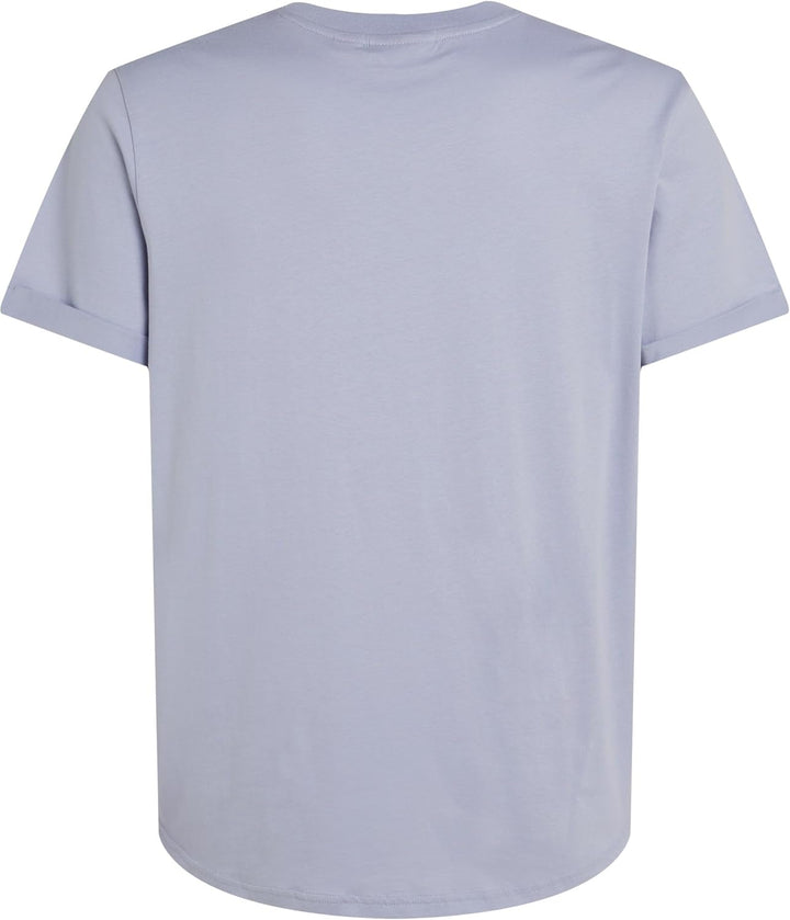Calvin Klein Herren T-Shirt Kurzarm Badge Turn Up Sleeve Rundhalsausschnitt XXS Blue (Aleutian), XXS
