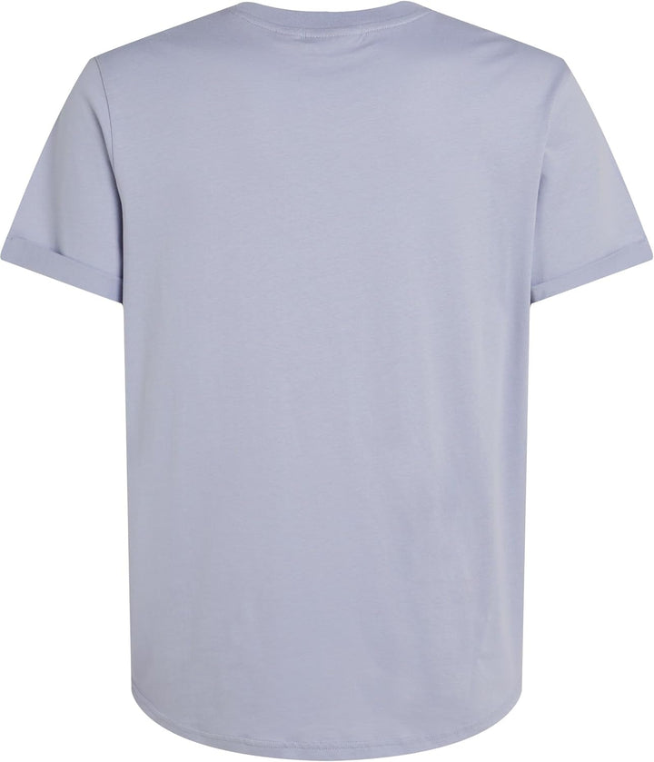 Calvin Klein Herren T-Shirt Kurzarm Badge Turn Up Sleeve Rundhalsausschnitt XS Blue (Aleutian), XS B