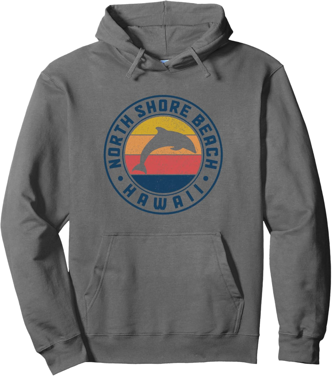 North Shore Beach Hawaiianischer Delphin Surfer Souvenir Vintage Pullover Hoodie
