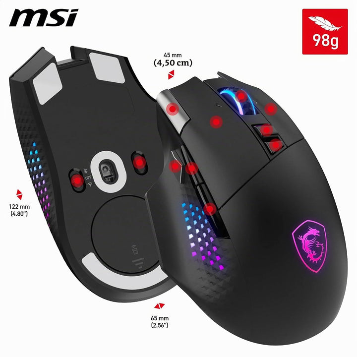 MSI Versa PRO Wireless + Mouse Dock PRO Gaming-Maus – Ladestation, 26000 DPI optischer Sensor, für R