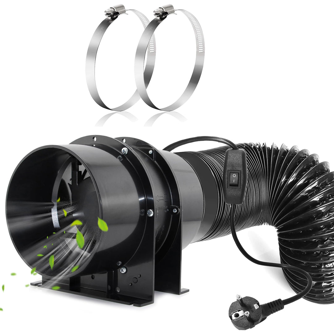 Moonjor 150mm Axial Rohrventilator, 323m³/h Abluftventilator Kanalventilator mit Ein-Aus Schalter, 2