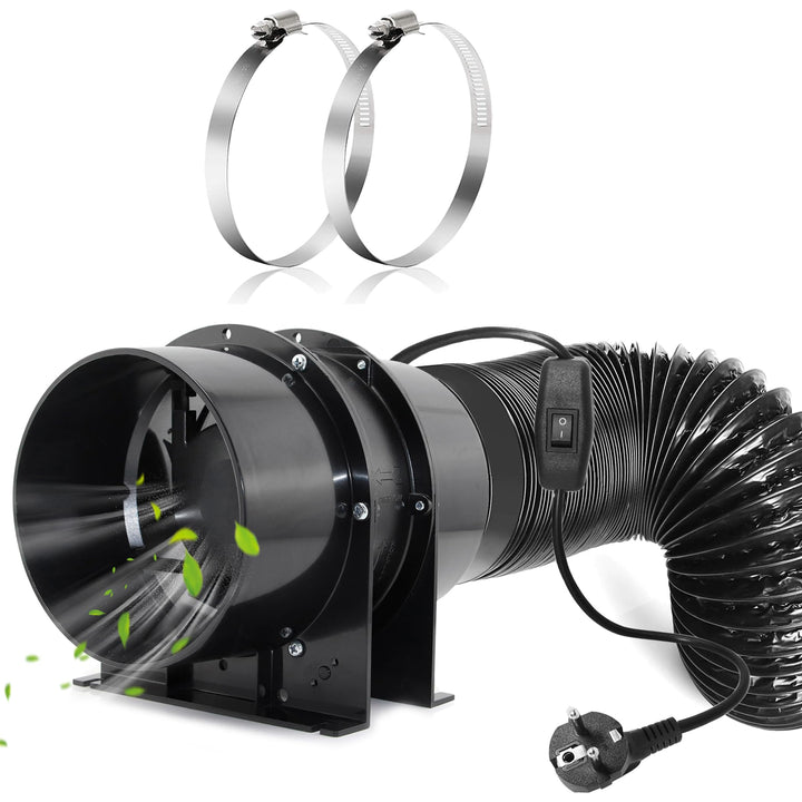Moonjor 150mm Axial Rohrventilator, 323m³/h Abluftventilator Kanalventilator mit Ein-Aus Schalter, 2