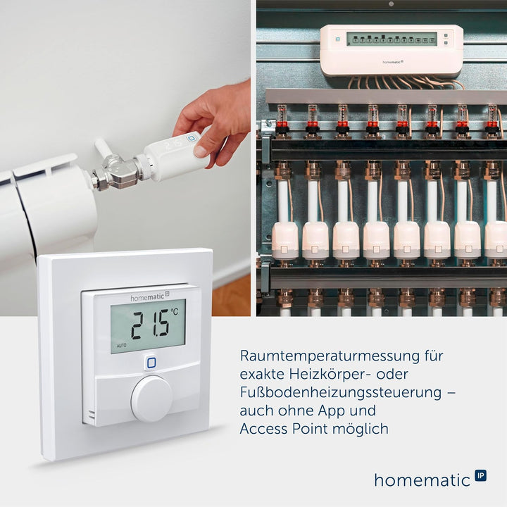 Homematic IP Wandthermostat mit Luftfeuchtigkeitssensor Display, mit Stellrad, Version 3, weiss, Dis