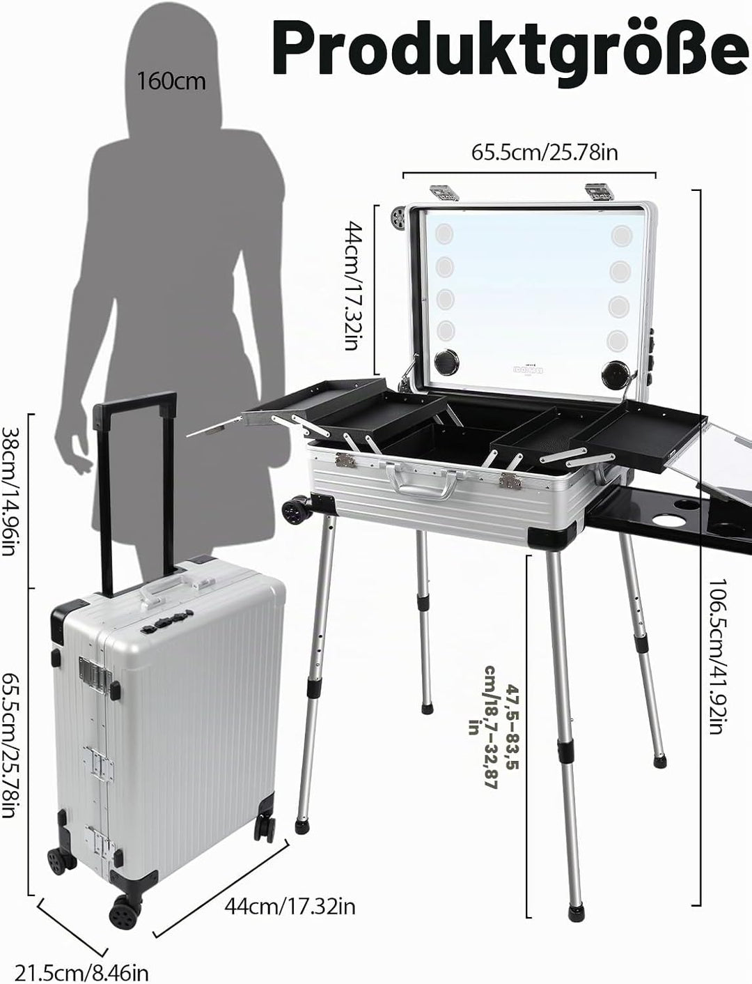EBANKU Kosmetikkoffer Trolley Schminkkoffer, 24in PC Rolling Makeup Train Case Professionelle Künstl