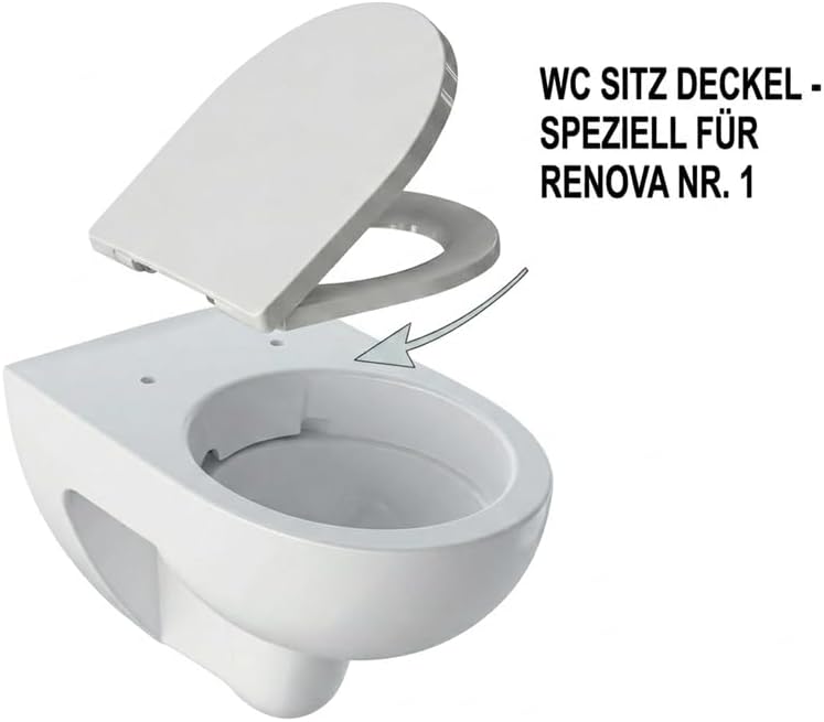 WC Sitz mit Deckel für Keramag & Geberit iCon, 4U, Renova Nr.1, Weiss | Duroplast, Absenkautomatik (