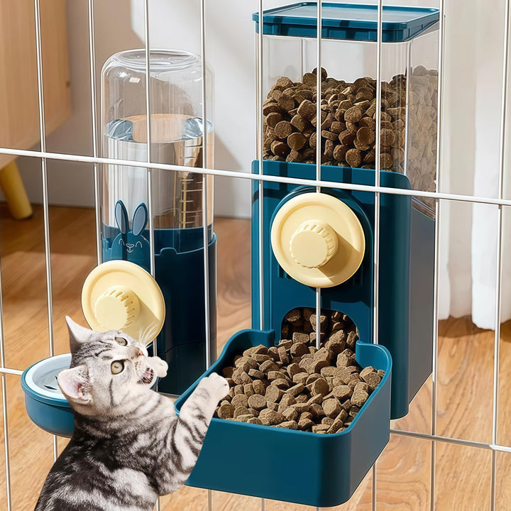 Futterspender und Wasserspender: 2 Stück Automatischer Futter und Wasserspender für Haustiere, Set z