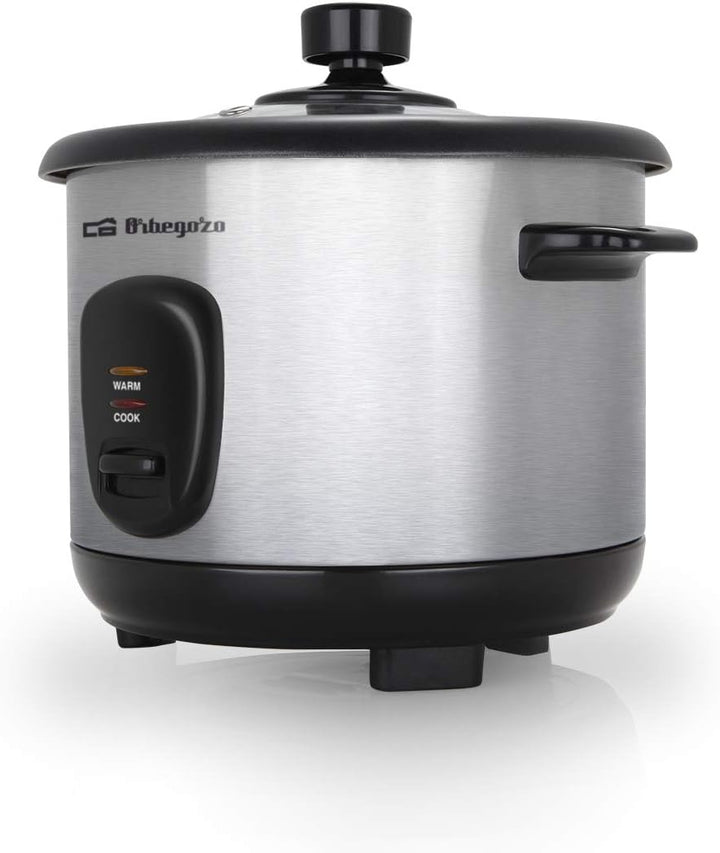 Orbegozo CO 3025 Reiskocher und Dampfgarer 1 Liter Fassungsvermögen, Körper aus Edelstahl, antihaftb