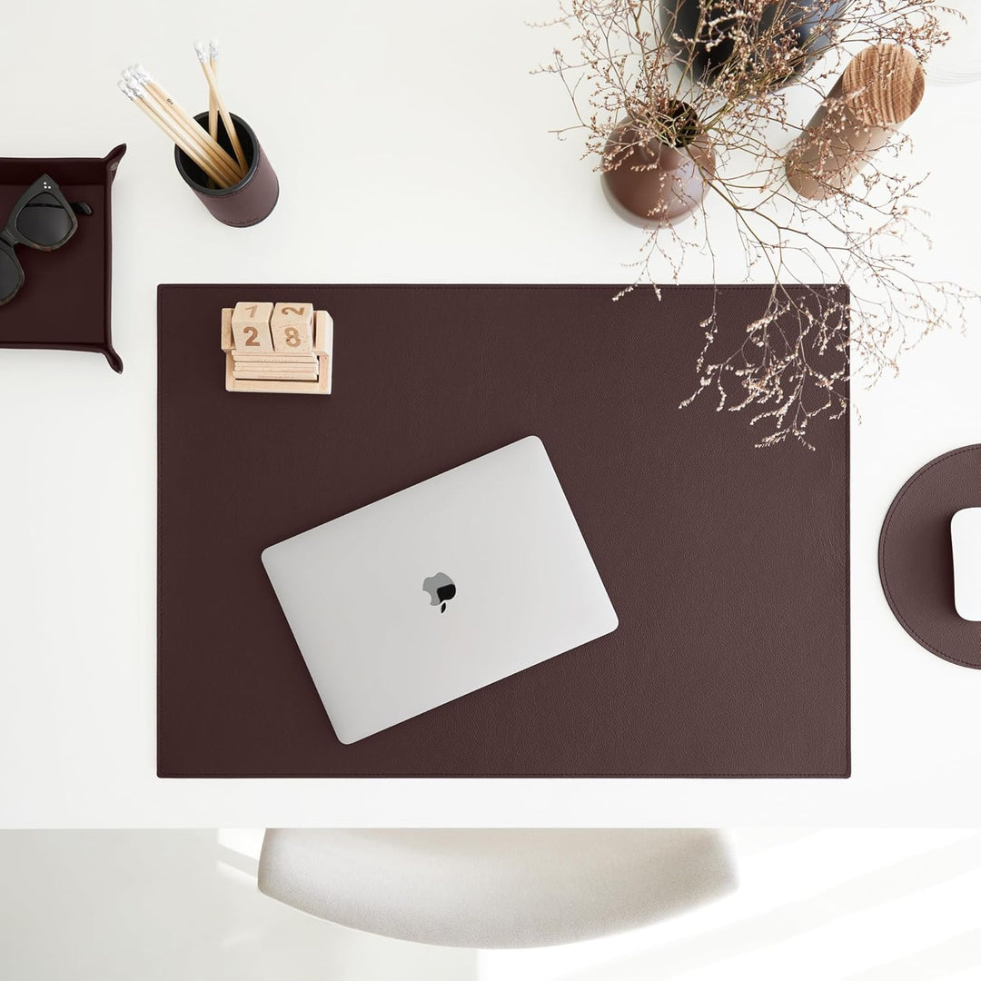 Eglooh - Iris - Taschenleerer aus echtem Leder Dunkel Braun - Schreibtisch-Organizer mit modernem De