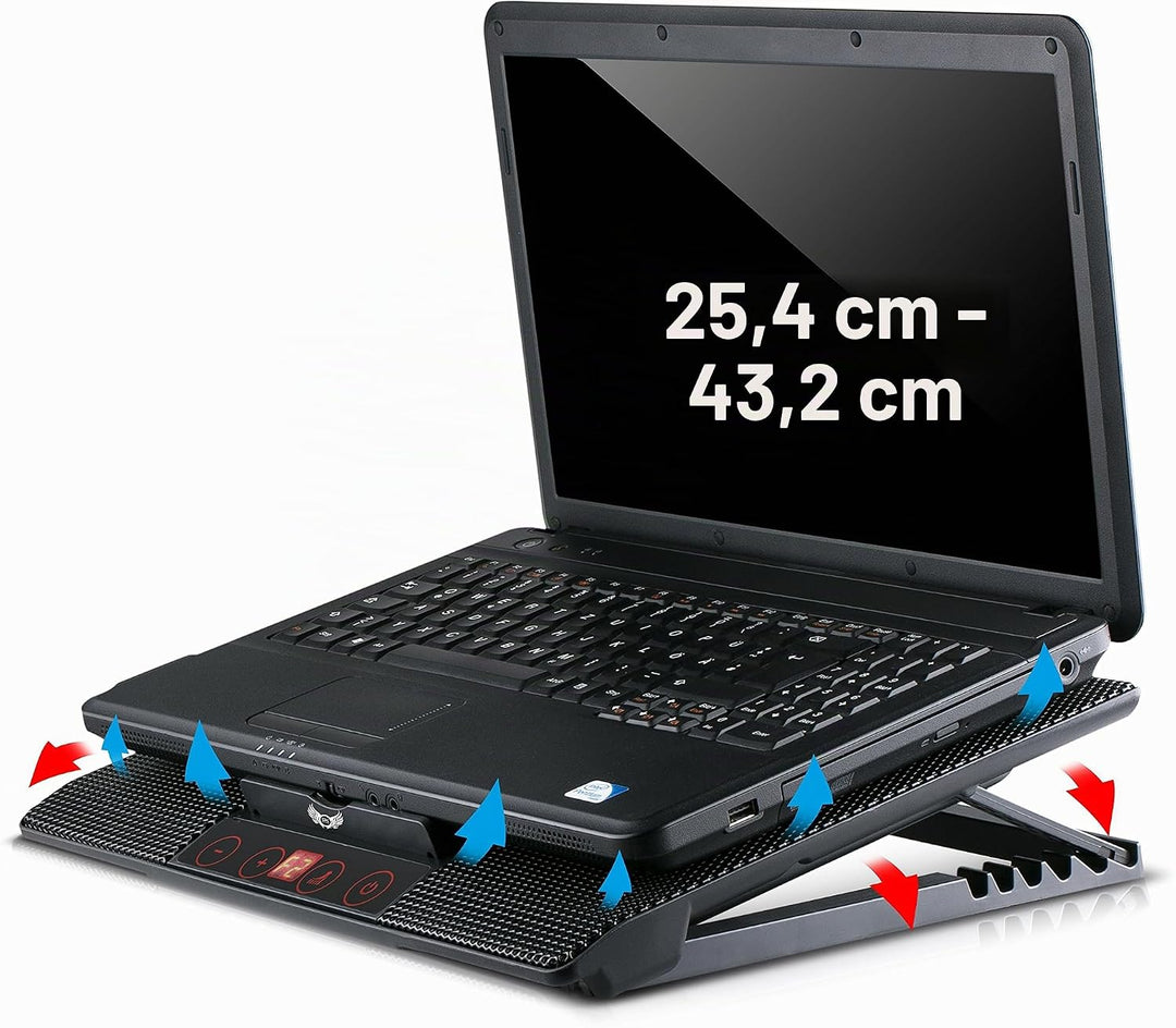 skgames Notebook Laptop Kühler Gamer Ständer Unterlage für 10-17 Zoll, 6 x LED Lüfter, LCD Lüfterste