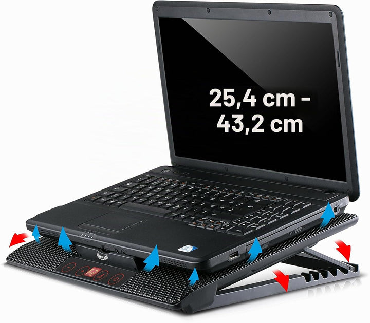 skgames Notebook Laptop Kühler Gamer Ständer Unterlage für 10-17 Zoll, 6 x LED Lüfter, LCD Lüfterste