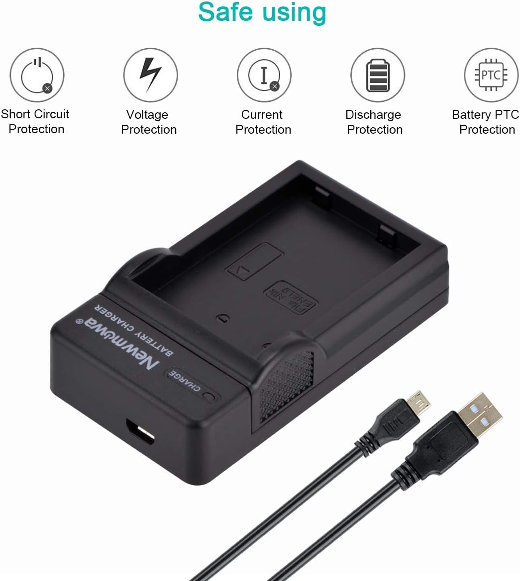 Newmowa® EN-EL9 EN-EL9A Ersatz Akku (2er Pack) und tragbar Micro-USB-Ladegerät-Set für Nikon D3000,