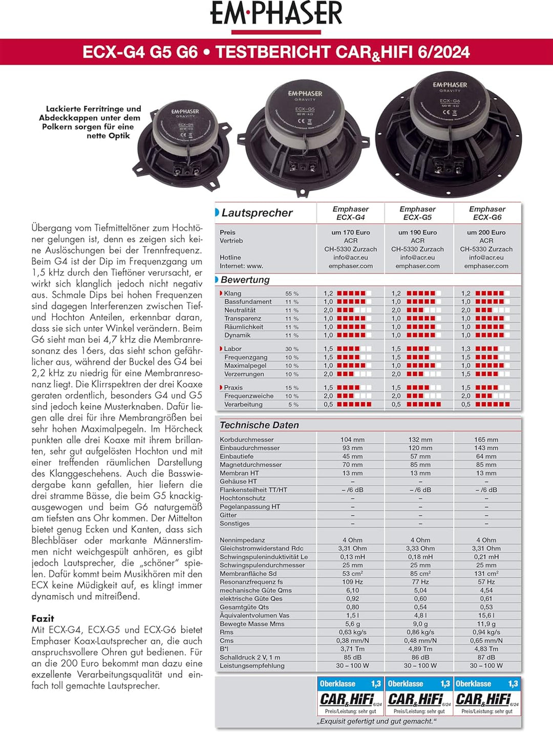 EMPHASER ECX-G4 – 10 cm / 4“ Auto Lautsprecher, Koaxial System für PKWs und Reisemobile, Sound Syste