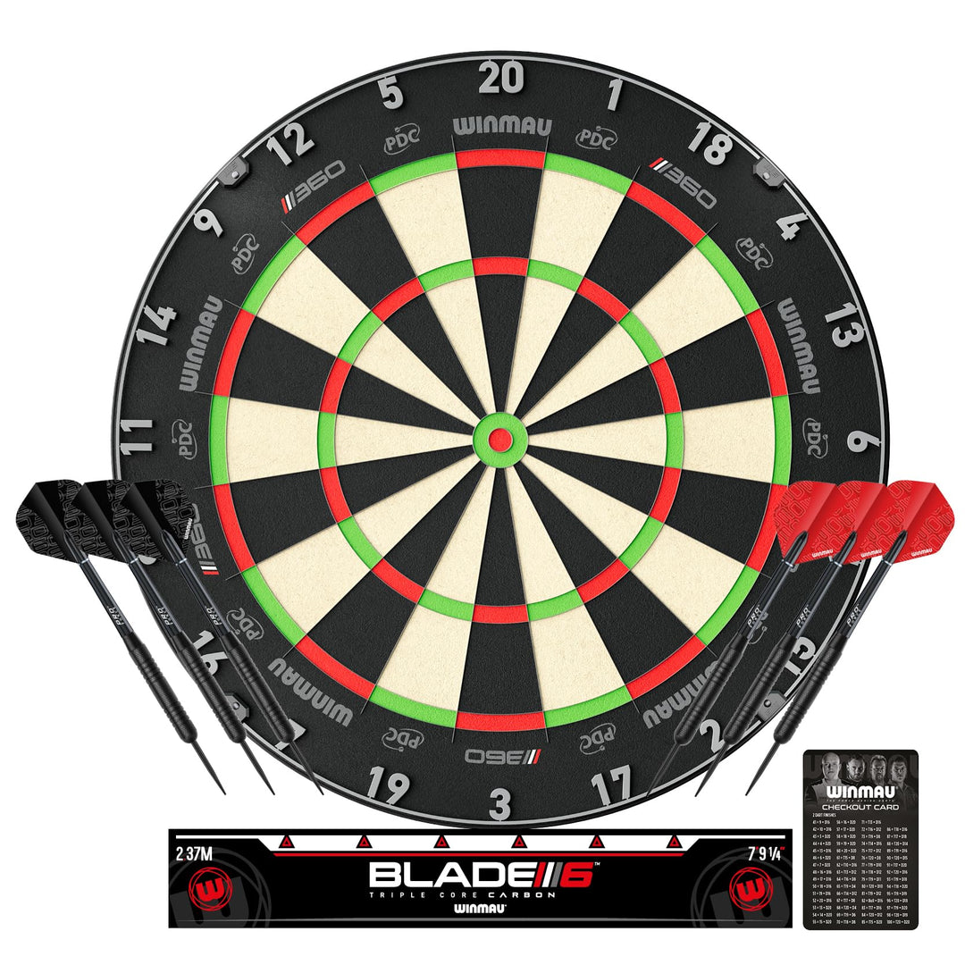 WINMAU Dartscheibe - Blade 6 | Blade 360 Dartscheibe - Triple Core Carbon Serie - Professionelle PDC
