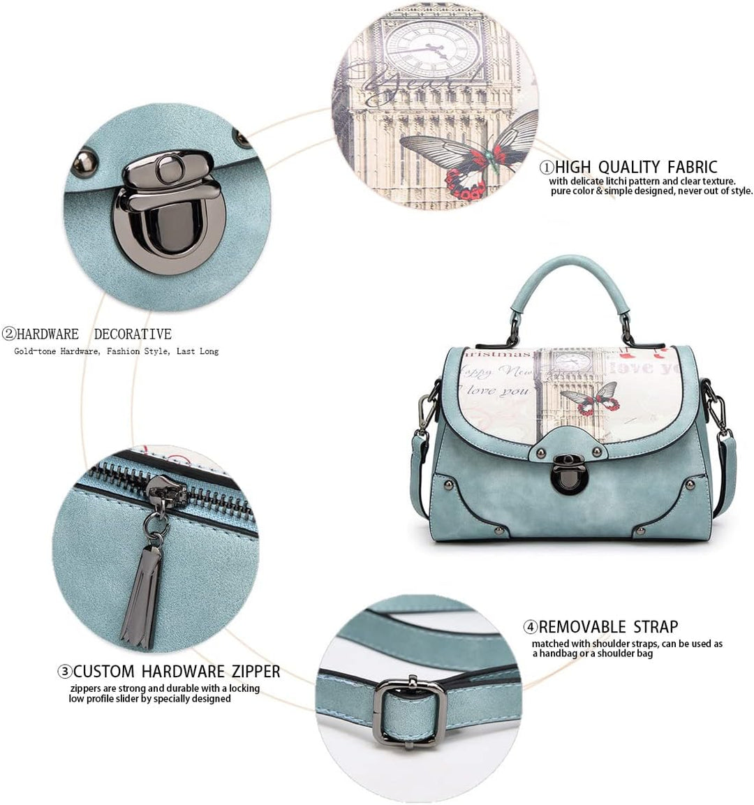 Damen Tasche Umhängetasche Handtasche Frauen Klein Schultertasche Weekender Lack PU Leder DE77101 Bl