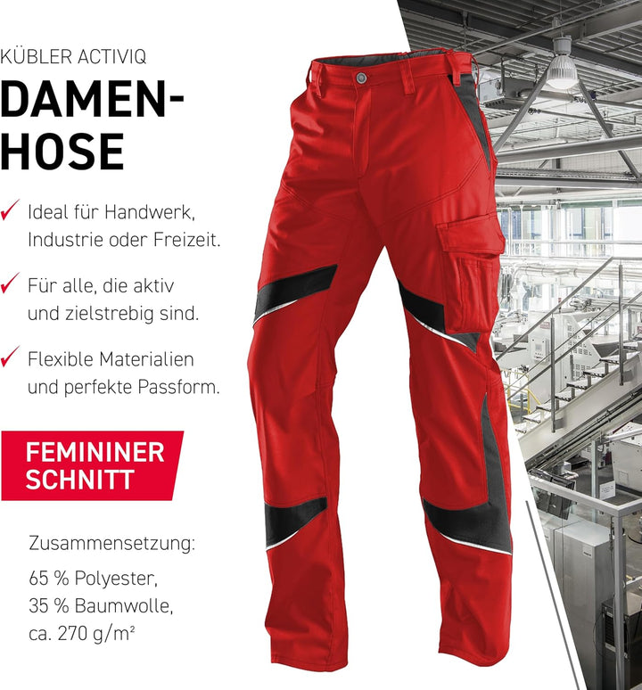 Kübler 25505365-5599-44 Damenhose Activiq Grösse 44 in mittelrot/schwarz Rot 44, Rot 44