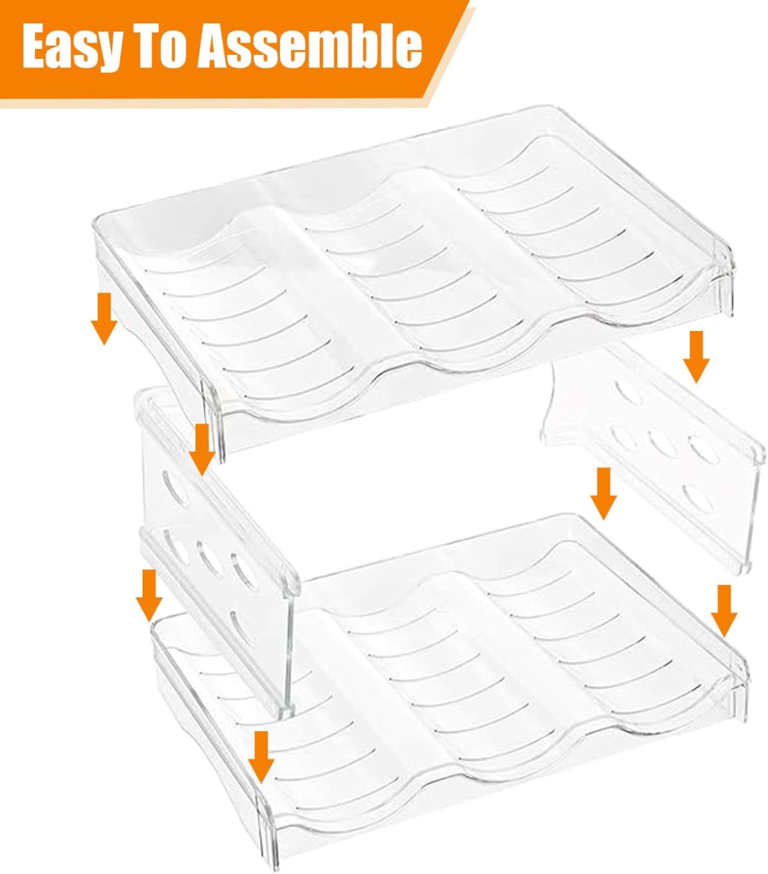 2 Ebenen Stapelbar Flaschenregal, Transparenter Weinregal, Dosenregal, Kühlschrank Organizer Flasche