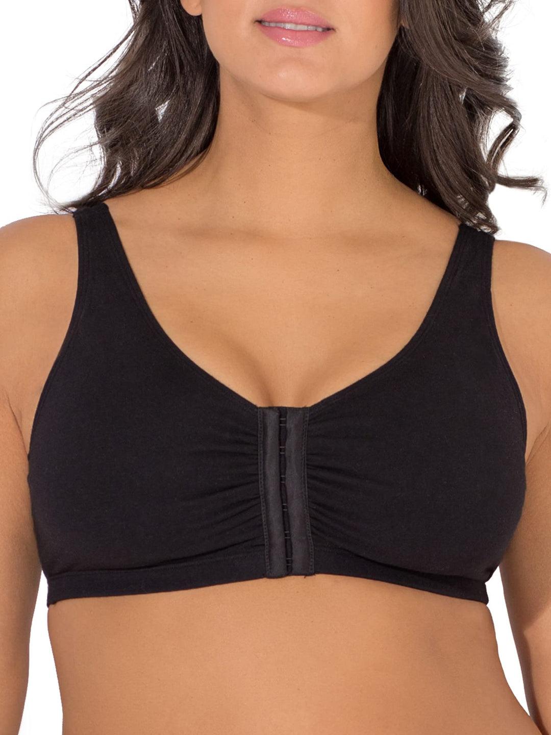 Fruit of the Loom Women's Front Close Builtup Sports Bra, Black