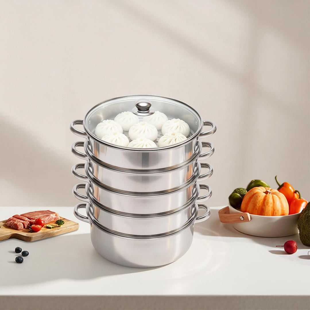 Dampfgarer Zum Kochen, Edelstahl 5 Etagen, Dampfgarer Topf Induktion, Gemüs