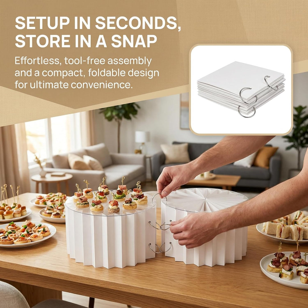 4 Stück Faltbare Buffet Erhöhungen Tortenständer aus Karton Buffet Ständer Weiss Kuchen Display Stän