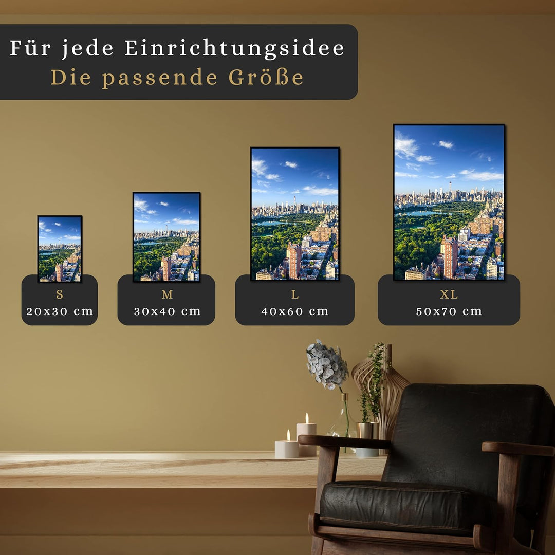 daazoo Wandbild New York Central Park | 50 x 70 cm Hochformat | Bild mit Rahmen | Einrichtung Poster