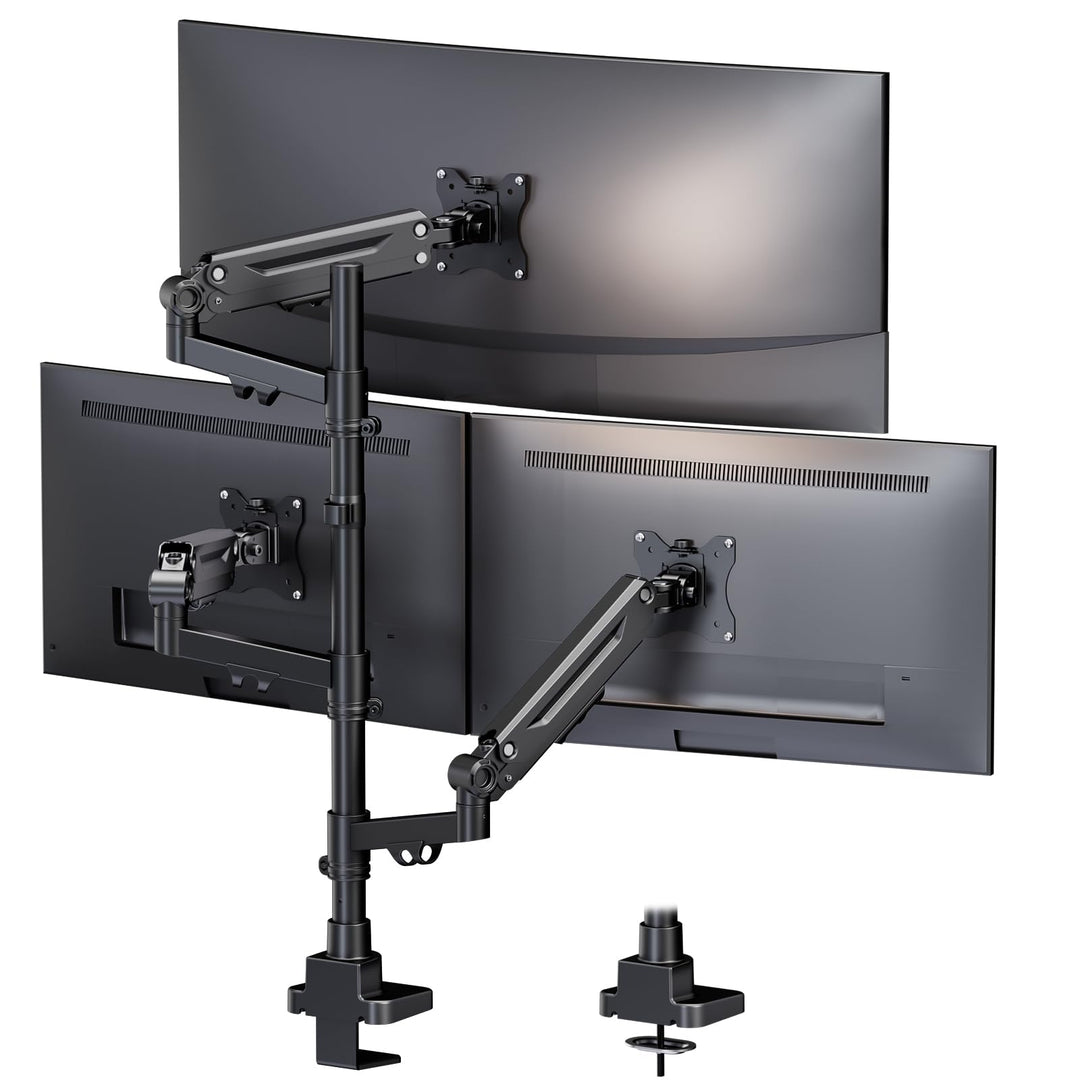 PUTORSEN Monitor Halterung 3 Monitore für 17-35 Zoll Bildschirm, Monitorhalterung 3 Monitore Höhenve