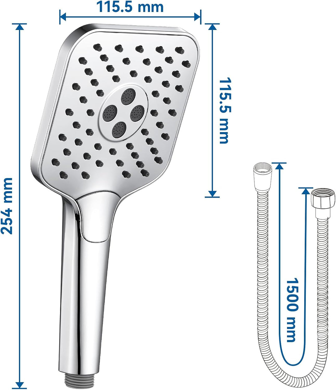 Auralum Duschkopf wassersparend, grosser Duschbrause mit Schlauch, Shower Head mit 3 Wasserabgabemod
