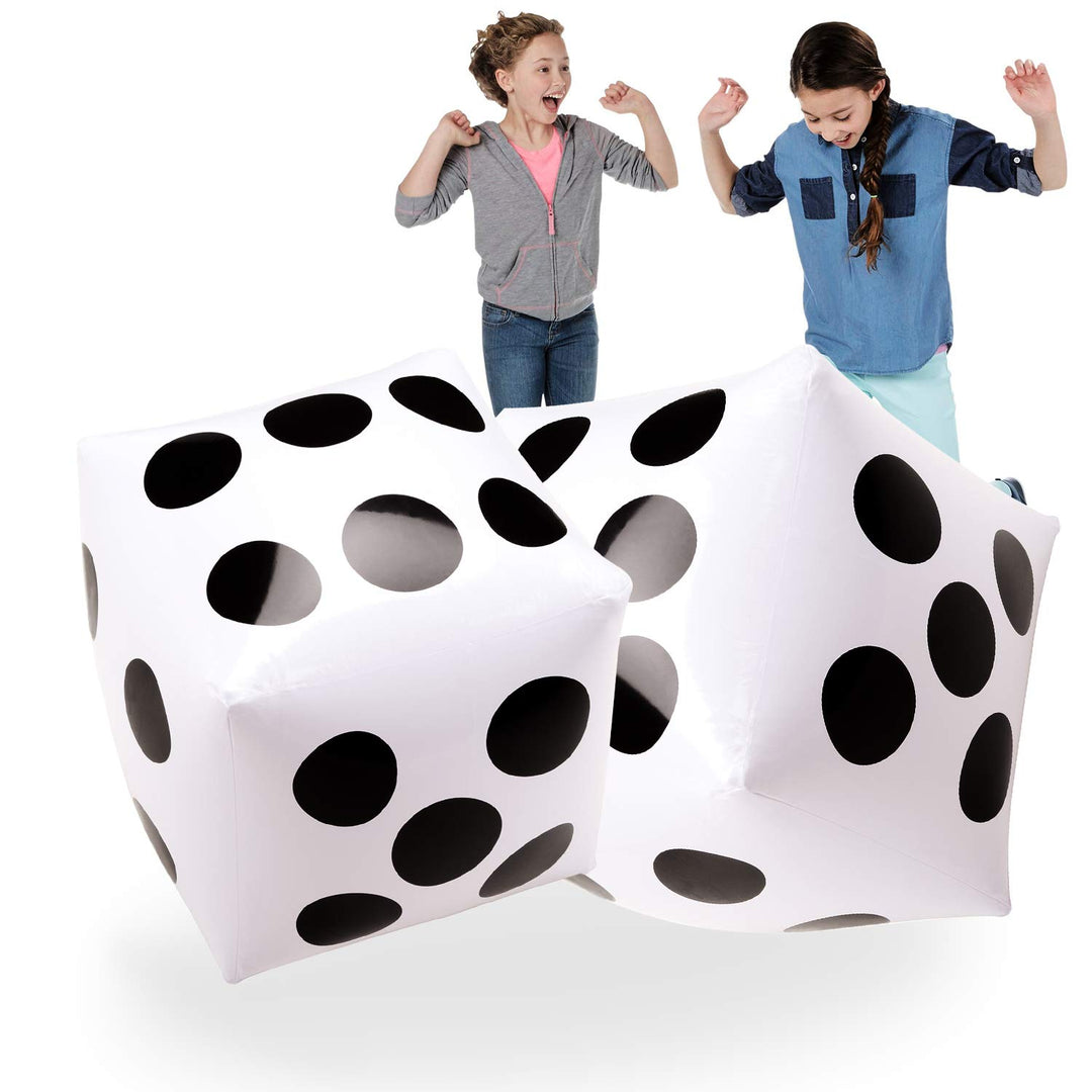 Novelty Place Riesige aufblasbare Würfel 2 Stück, 20 Zoll weisse und Schwarze Jumbo-Würfel für Indoo