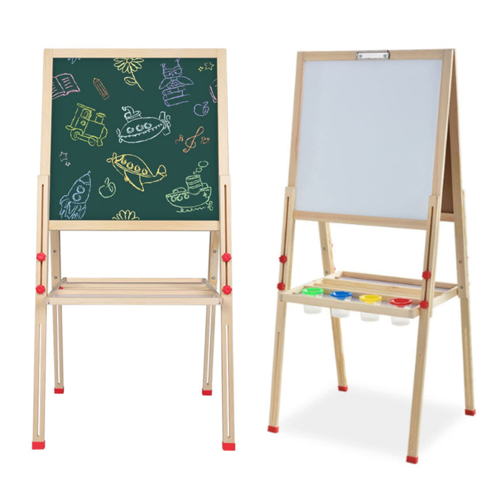 Wakects Multiaktivität Holztafel, 3 in 1 Magnetische Kindertafel mit Ständer, für Kinder mit Zubehör