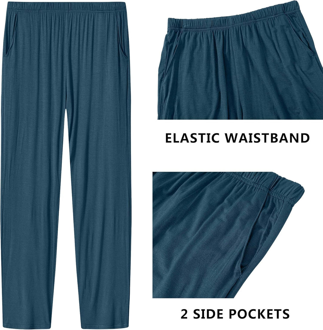 MoFiz Damen Schlafanzughose Lang Pyjamahose Nachtwäsche Weich Loungehose Freizeithose mit Taschen S