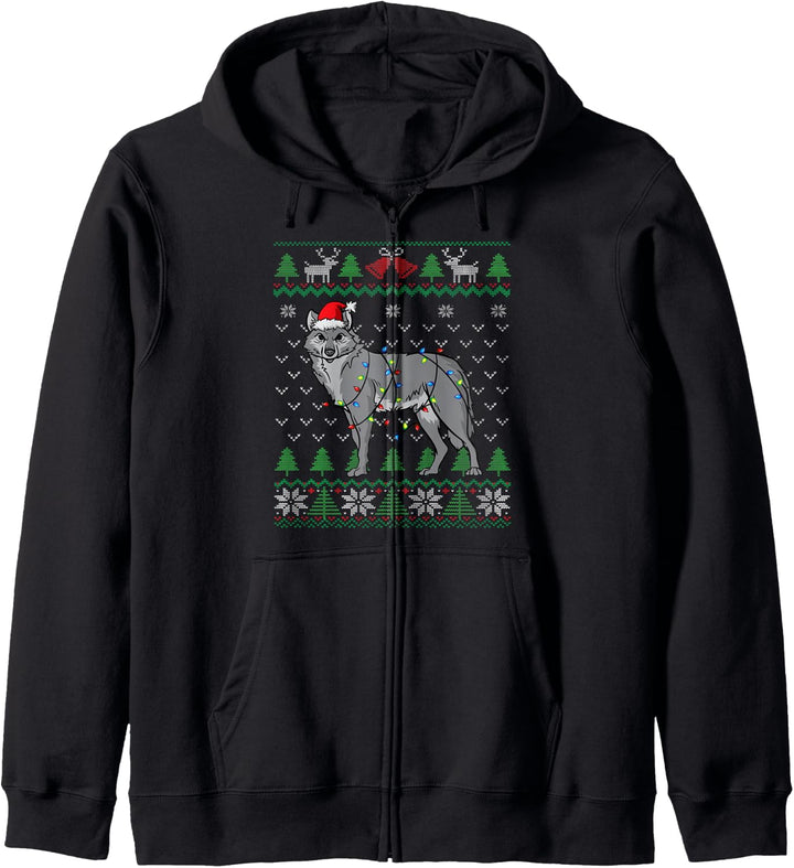 Wolf | Weihnachten Wolf Ugly Christmas Kapuzenjacke