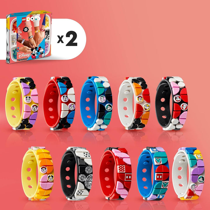 LEGO DOTS 41947 Disney Mickys Armband-Kreativset, 5-in-1 Bastelset, DIY Schmuckset für Kinder, Spiel