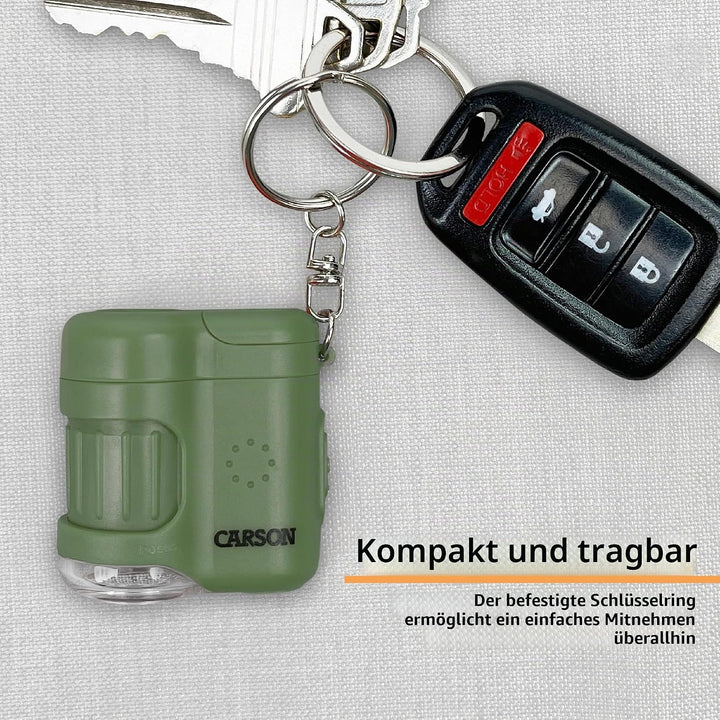 Carson MicroMini 20x LED Taschenmikroskop mit UV-Licht und Taschenlampenfunktion, Safari Green (MM-2
