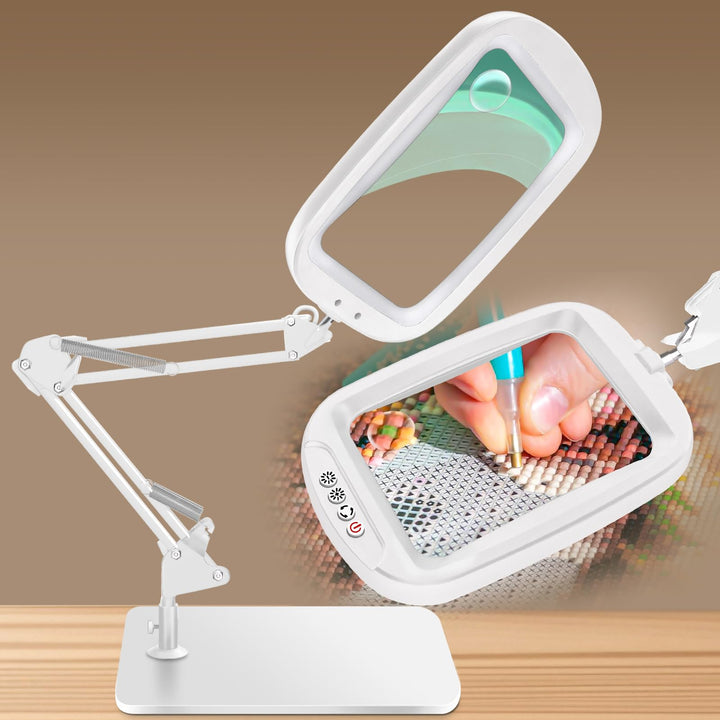 NZQXJXZ 10X 30X Rechteck Lupe mit Licht und Ständer, 60 LED-Beleuchtete Lupenlampe, 5 Farbmodi, 4 Di
