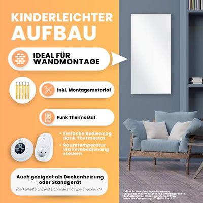 Bringer Infrarotheizung - Infrarot Elektroheizung mit Überhitzungsschutz - CarbonCrystal Heizelement