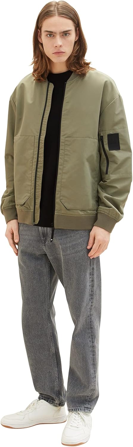 TOM TAILOR Denim Herren Bomber-Jacke mit Stehkragen L 10415 - Dusty Olive Green, L 10415 - Dusty Oli