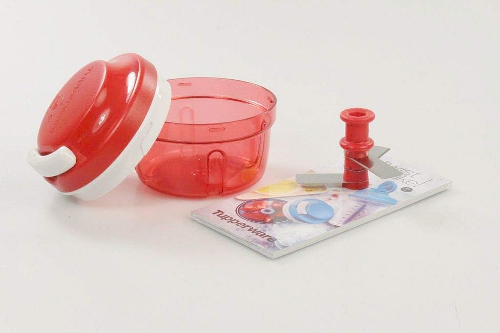 TUPPERWARE Chef Turbo-Chef rot D158 Zwiebelschneider + Rezeptkarte "Twist&Shake"