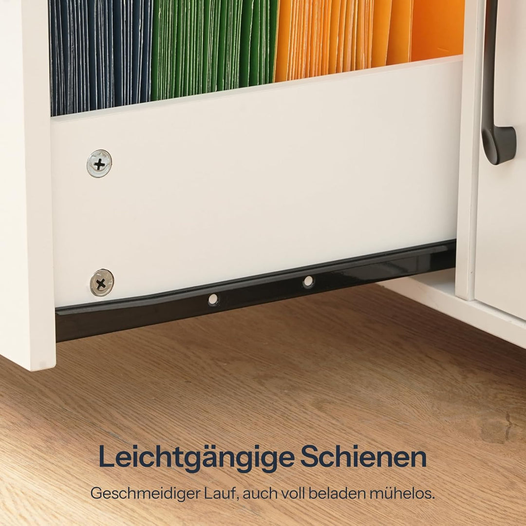 HOOBRO Rollcontainer mit abschliessbarer Schublade und 8 Fächern, mobiler Aktenschrank, Schubladensc