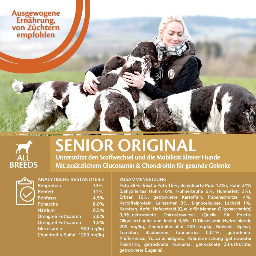 Wellness CORE Senior Original, Hundefutter trocken für alternde Hunde ab 7 Jahren, getreidefrei, mit