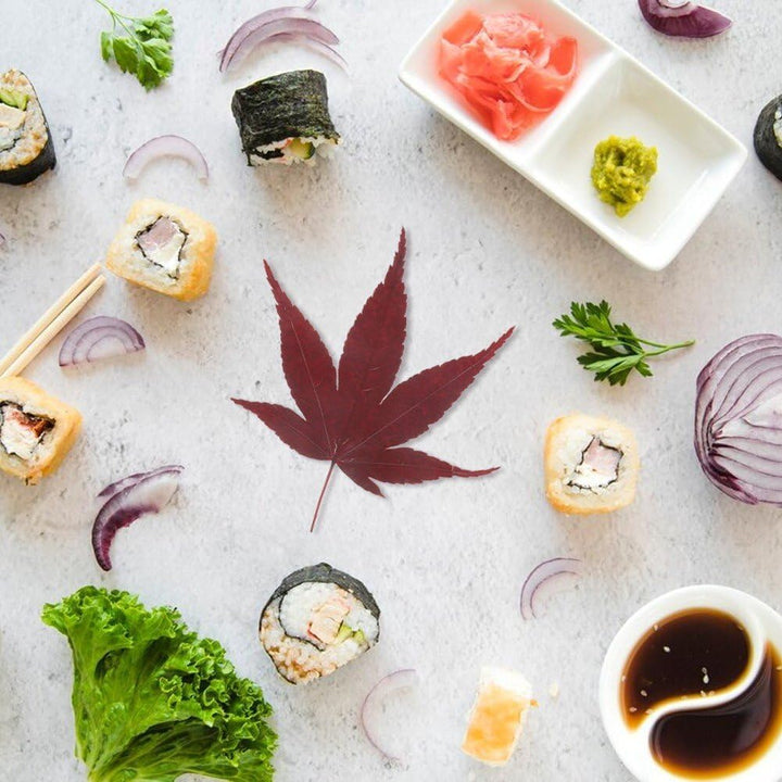 30 Stück Ahornblatt-Dekoration, Sushi-ahornblätter, Sashimi-tellerblatt, Japanische Lebensmitteldeko