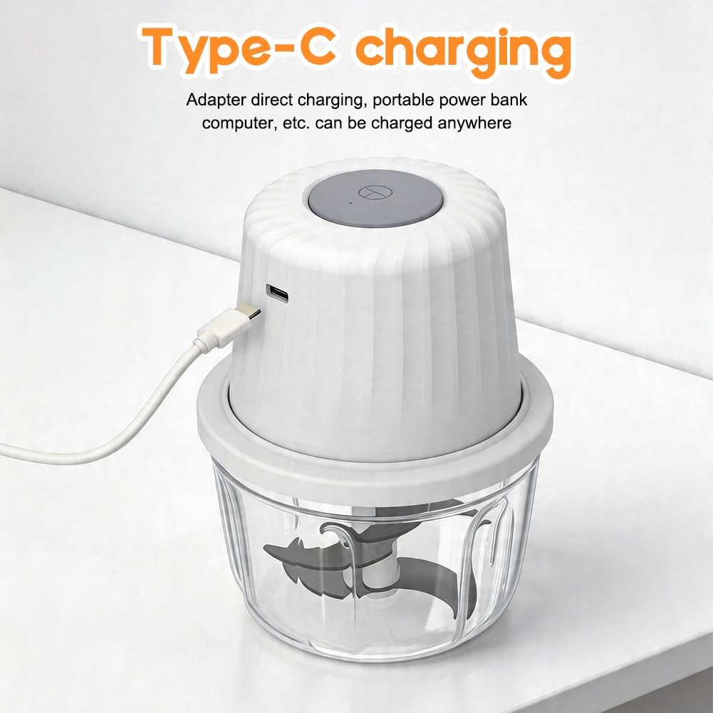 CEWROM Zwiebel Zerkleinerer Elektrisch, 100+250+350ml Elektrischer Küchenzerkleinerer, USB-Zwiebelsc