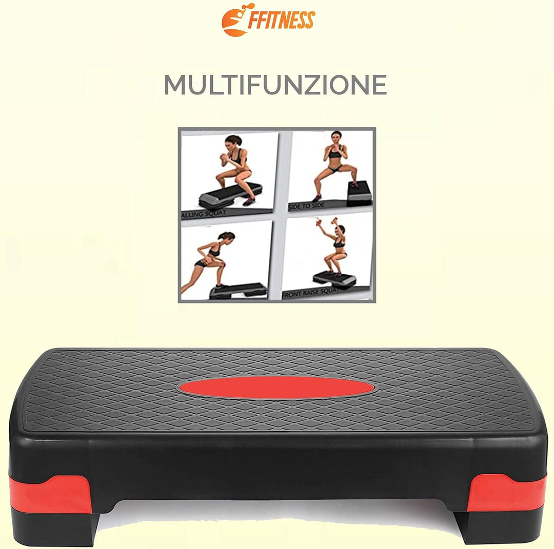 FFITNESS Multifunktionaler Step für Aerobic und Fitness Tapboard mit Stufen, verstellbar, 2 Höhen, r