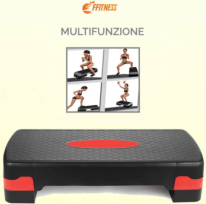 FFITNESS Multifunktionaler Step für Aerobic und Fitness Tapboard mit Stufen, verstellbar, 2 Höhen, r