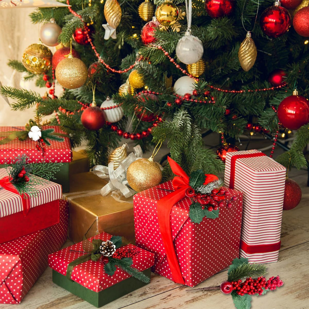 Weihnachten Künstliche Tannenzweige, 12 Stück Kleine künstliche Tannenzweige, mit Beeren und Tannenz