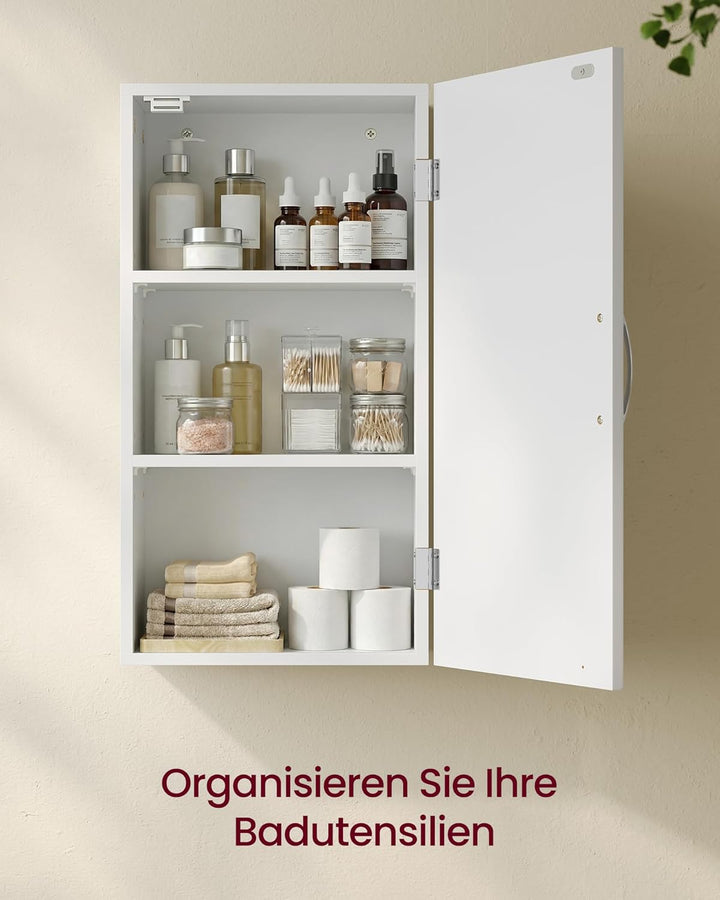 VASAGLE Badezimmerschrank, Badschrank, wandmontiert, 18 x 30 x 60 cm, Wandschrank mit verstellbaren