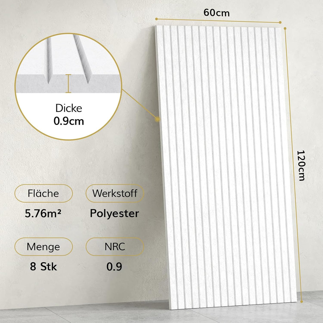 TONOR Gross Akustikpaneele selbstklebend, 8 pack 120x60x0.9 cm(5.76m²) Wandpaneele selbstklebend aus