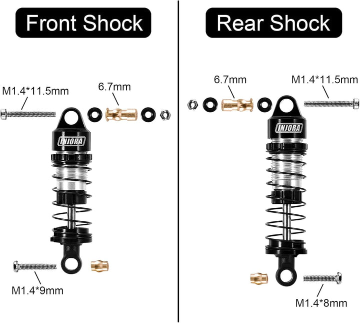 INJORA Aluminium Öldämpfer Stossdämpfer für 1/24 Buggy Losi Micro-B (Vorne & Hinten)