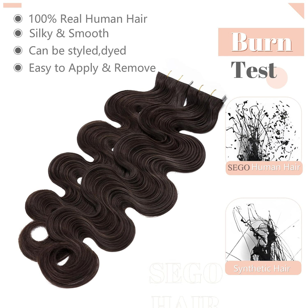 SEGO Tape Extensions Echthaar GEWELLT Klebeband Haarverlängerung 20 Stück 50G mit 10 PCS Doppelseiti