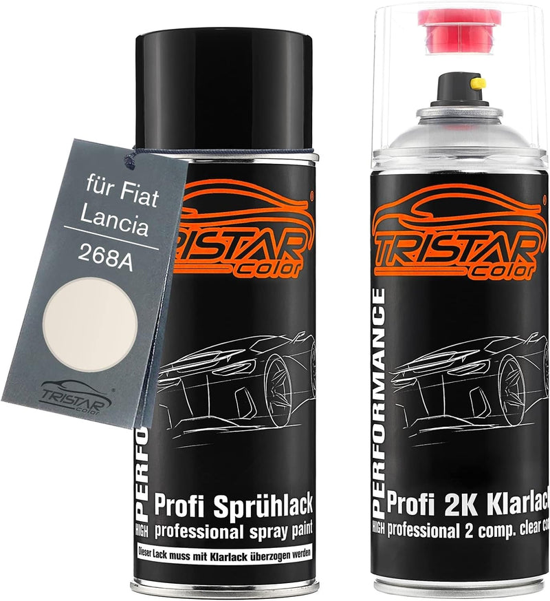 TRISTARcolor Autolack 2K Spraydosen Set für Fiat/Lancia 268A Bianco Bianco/Bianco Caldo Basislack 2